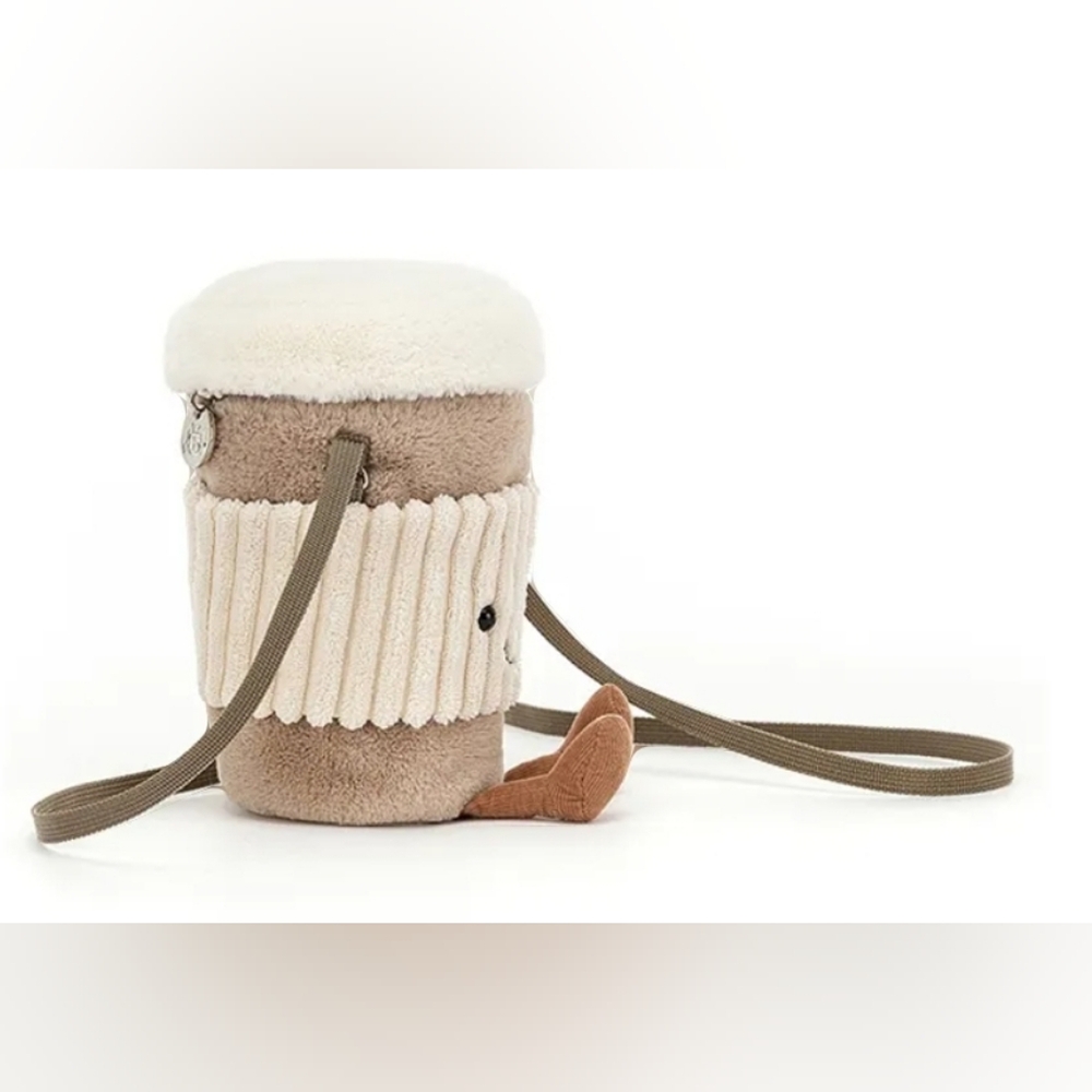 Jellycat Amuseable Coffee-to-Go Bag Crossbody Soft & Plush 8x3.5" NWT - Picture 4 of 5